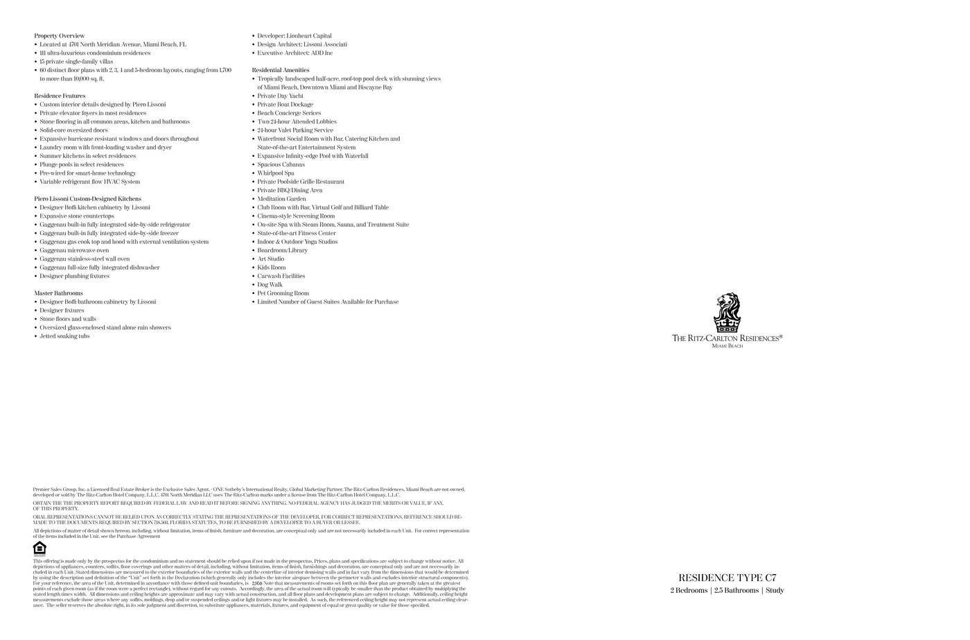 The Ritz-Carlton Residences, Miami Beach floor plan Plan 33