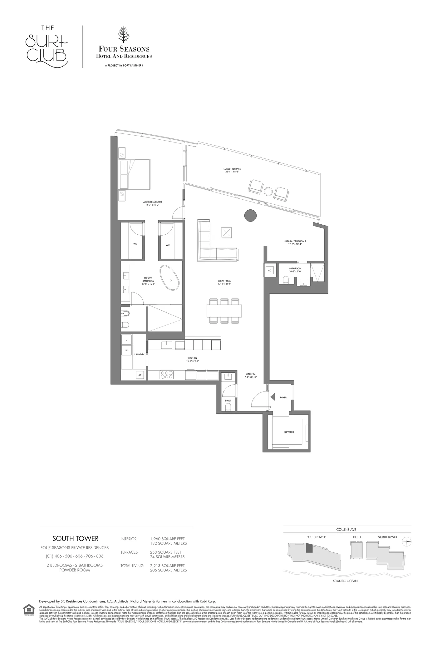 The Residences at The Surf Club (Four Seasons) floor plan Plan 14
