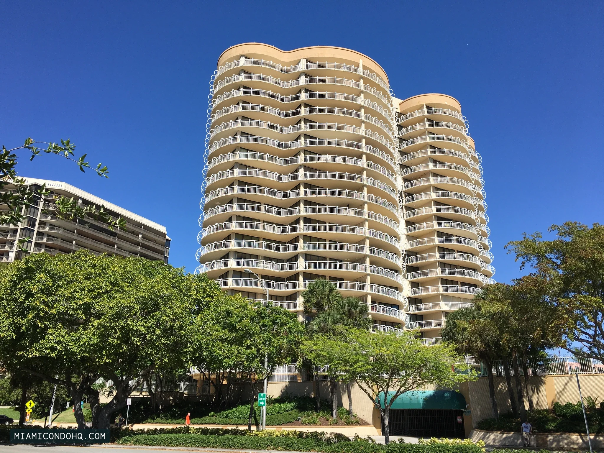 Grove Towers’ curved balconies and street frontage in Coconut Grove on May 7, 2017.