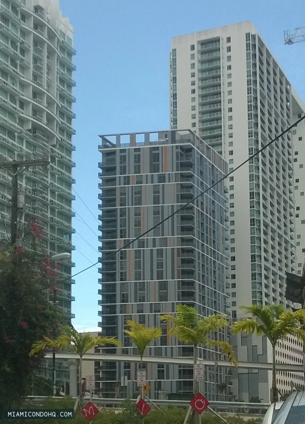 MyBrickell, the shorter tower at center, photographed in July 2014.