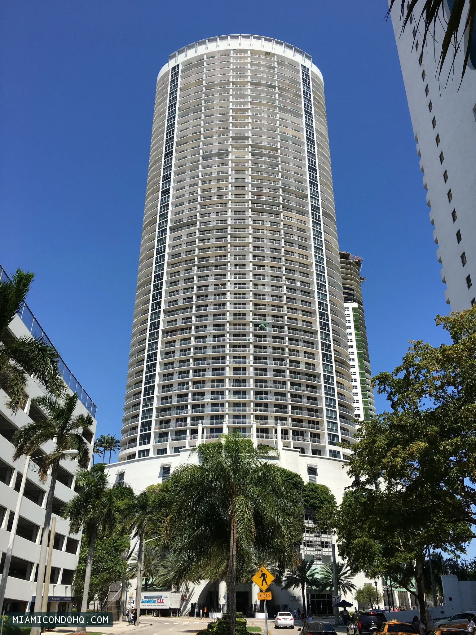 Opera Tower’s curved facade, photographed in March 2017.