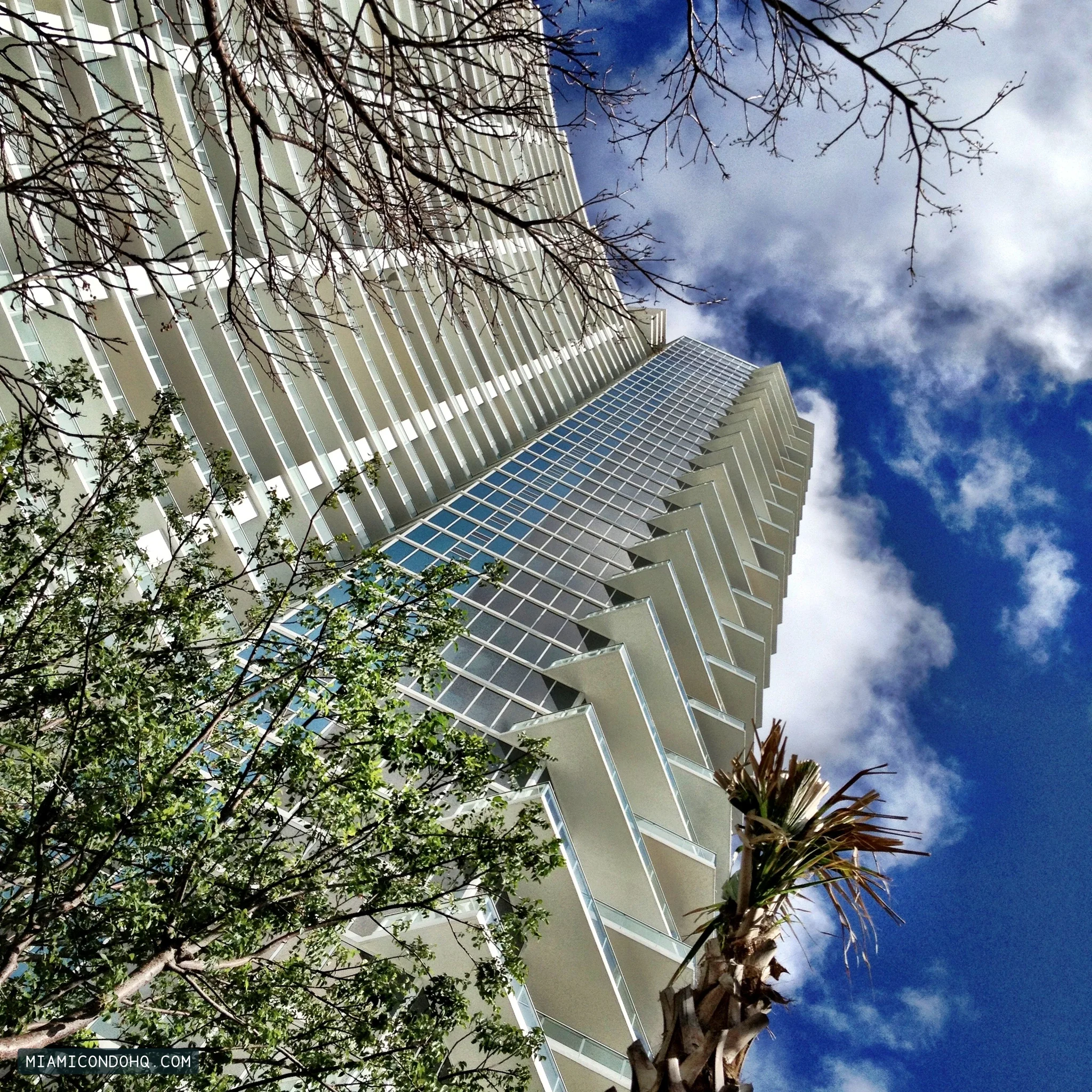 Looking up at Paramount Bay’s balconies and glass facade on September 18, 2012.