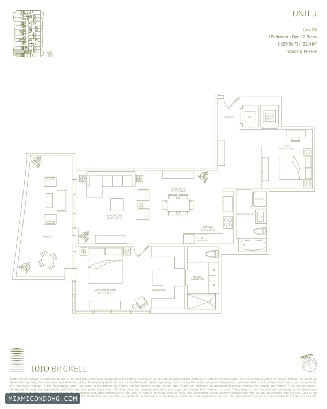 1010 Brickell floor plan 1 bedroom
