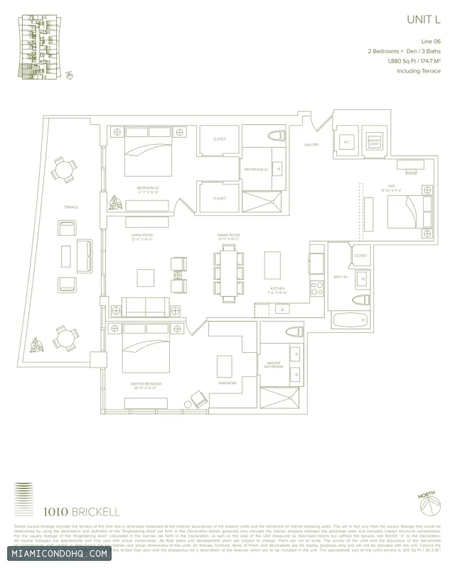 1010 Brickell floor plan 2 bedrooms