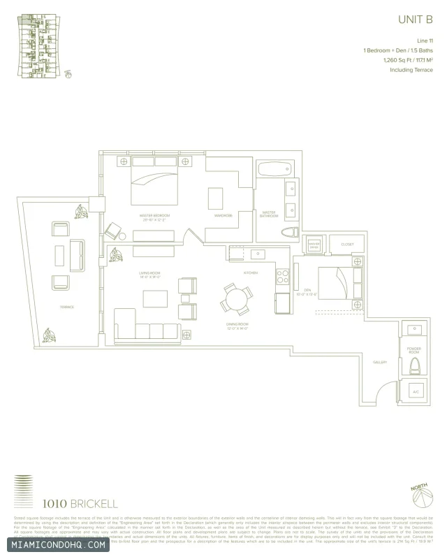 1010 Brickell floor plan 1 bedroom