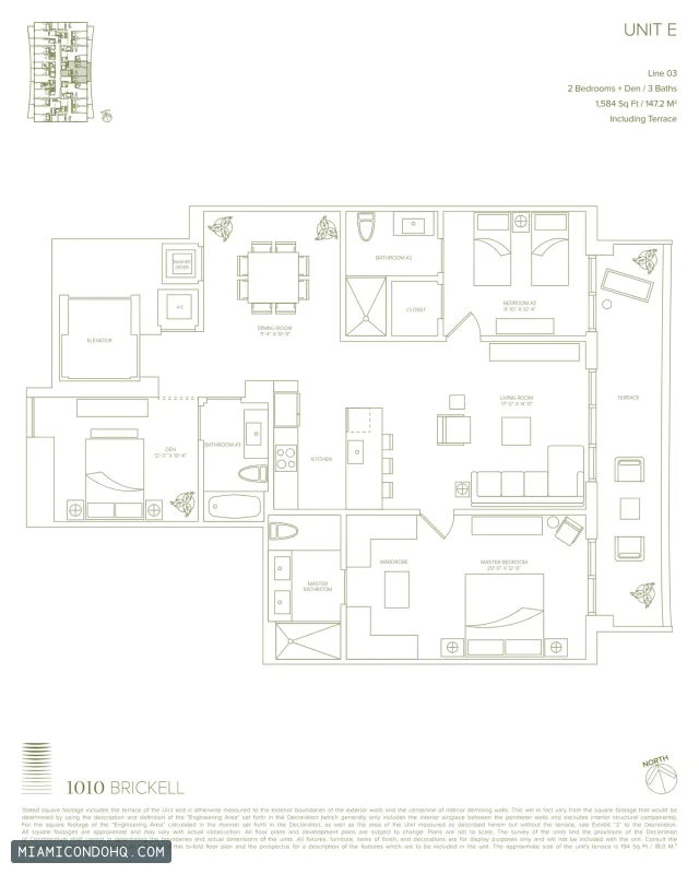 1010 Brickell floor plan 2 bedrooms