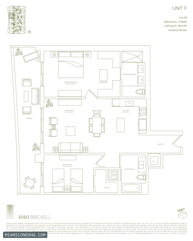 1010 Brickell floor plan 2 bedrooms