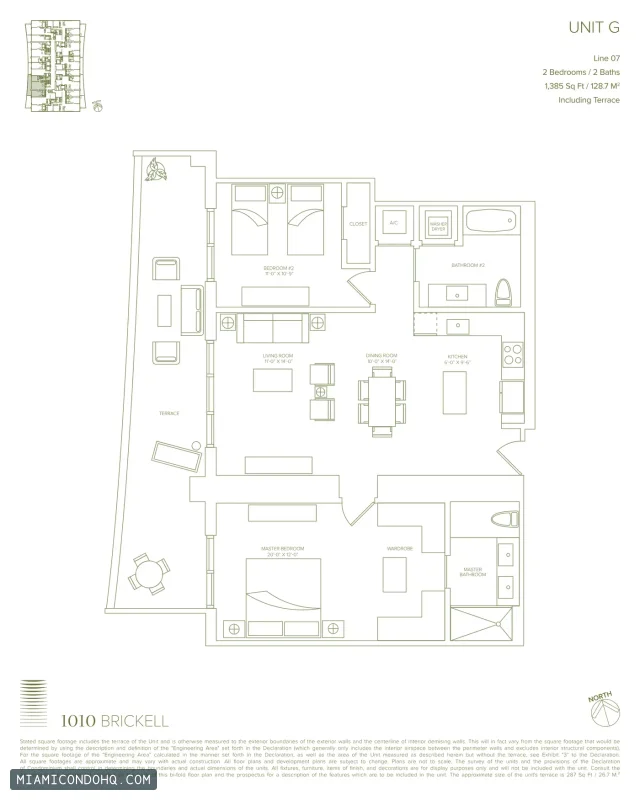 1010 Brickell floor plan 2 bedrooms