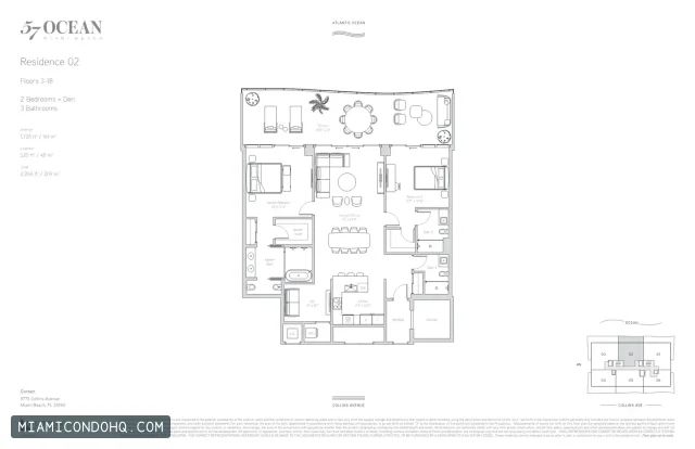 57 Ocean Condominium floor plan Residence 02 · 2 bedrooms