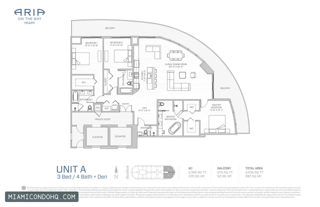 Aria on the Bay floor plan 3 bedrooms