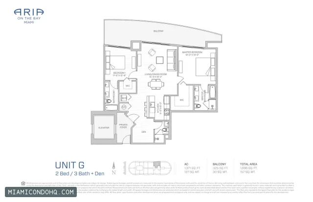 Aria on the Bay floor plan 2 bedrooms