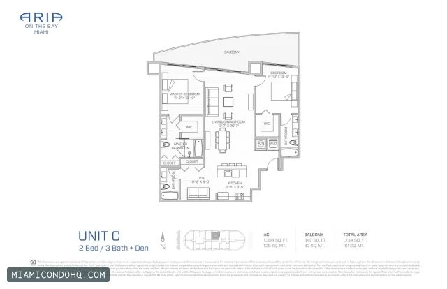 Aria on the Bay floor plan 2 bedrooms