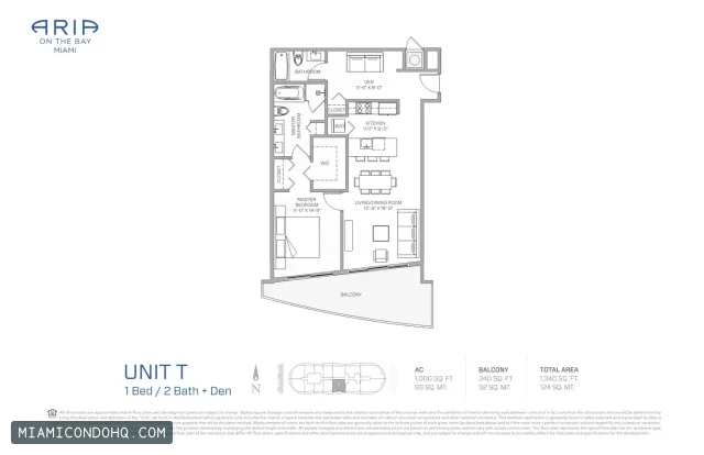 Aria on the Bay floor plan 1 bedroom