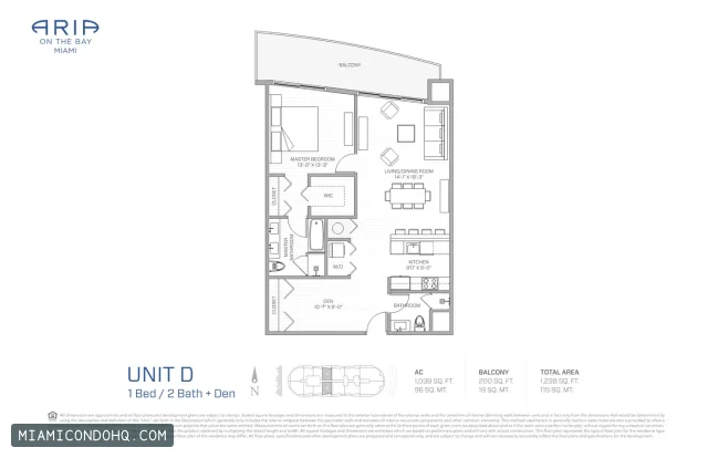 Aria on the Bay floor plan 1 bedroom