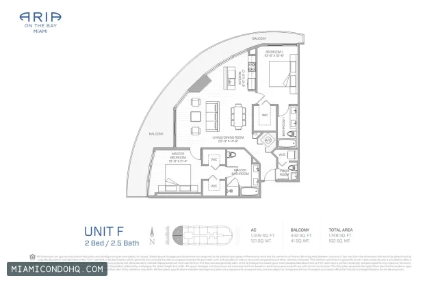 Aria on the Bay floor plan 2 bedrooms