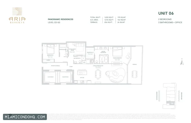Aria Reserve floor plan Unit 06 · 2 bedrooms