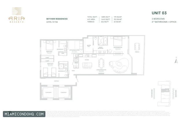 Aria Reserve floor plan Unit 03 · 3 bedrooms