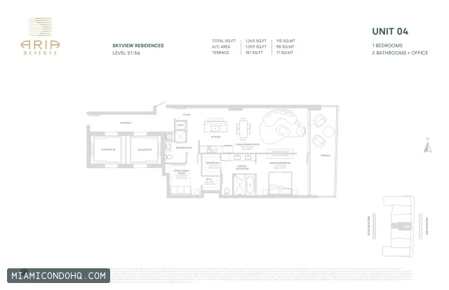 Aria Reserve floor plan Unit 04 · 1 bedroom