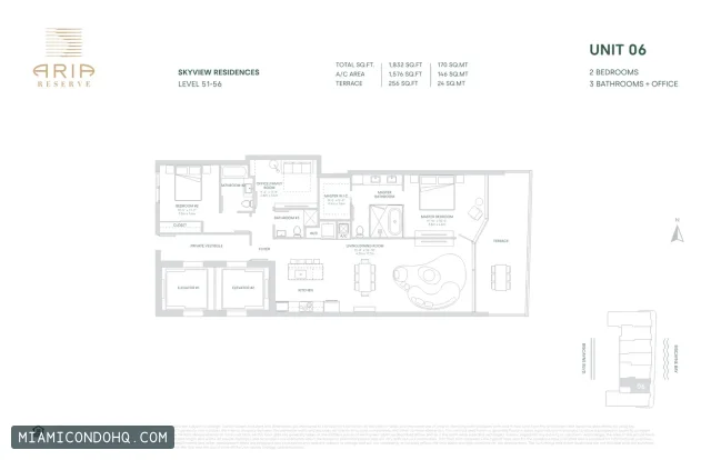 Aria Reserve floor plan Unit 06 · 2 bedrooms