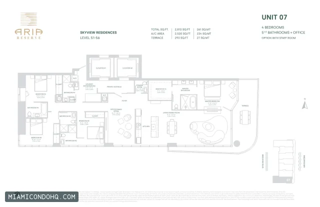 Aria Reserve floor plan Unit 07 · 4 bedrooms