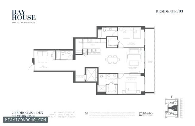 Bay House Tower floor plan 2 bedrooms