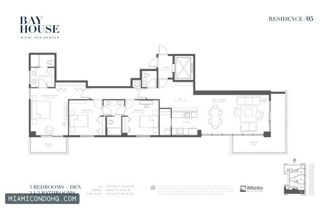 Bay House Tower floor plan 3 bedrooms