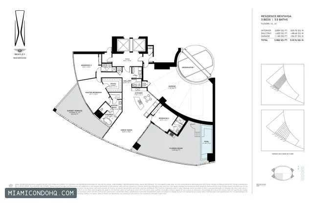 Bentley Residences floor plan 3 bedrooms