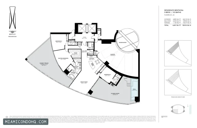 Bentley Residences floor plan 3 bedrooms