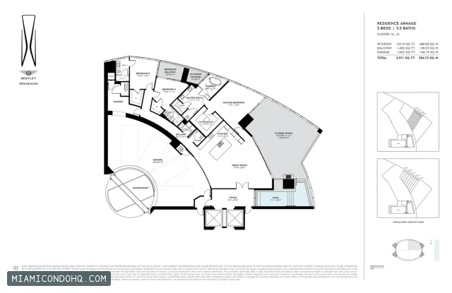 Bentley Residences floor plan 3 bedrooms