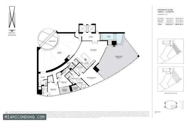 Bentley Residences floor plan 3 bedrooms