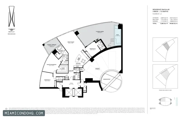 Bentley Residences floor plan 3 bedrooms