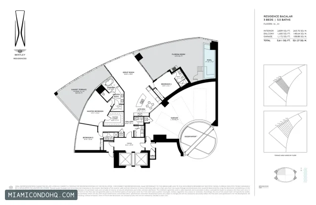 Bentley Residences floor plan 3 bedrooms