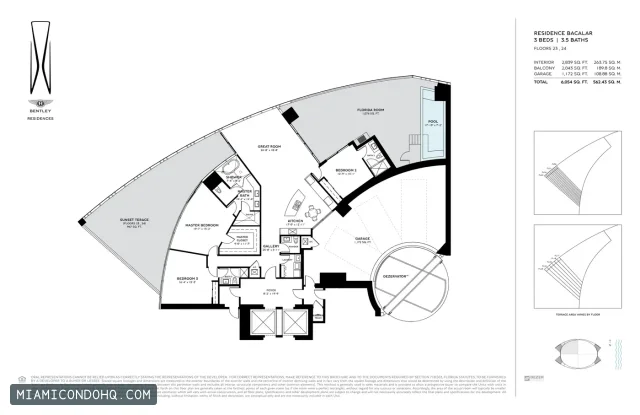 Bentley Residences floor plan 3 bedrooms