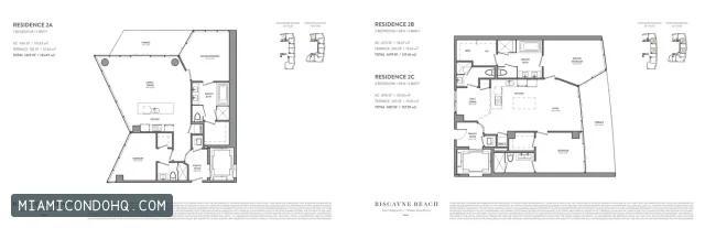 Biscayne Beach floor plan Residence 2A · 2 bedrooms