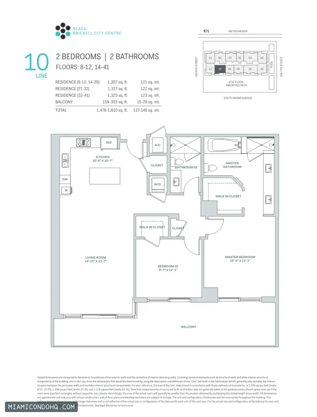 Brickell City Centre – Reach floor plan 2 bedrooms
