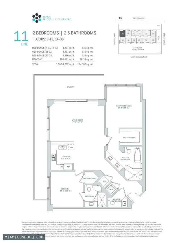 Brickell City Centre – Reach floor plan 2 bedrooms