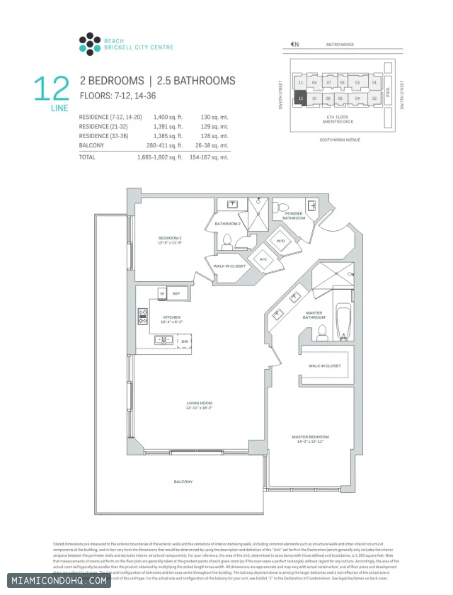 Brickell City Centre – Reach floor plan 2 bedrooms