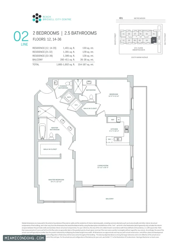 Brickell City Centre – Reach floor plan 2 bedrooms