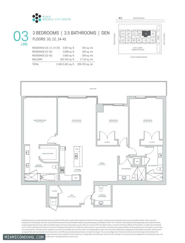Brickell City Centre – Reach floor plan 3 bedrooms