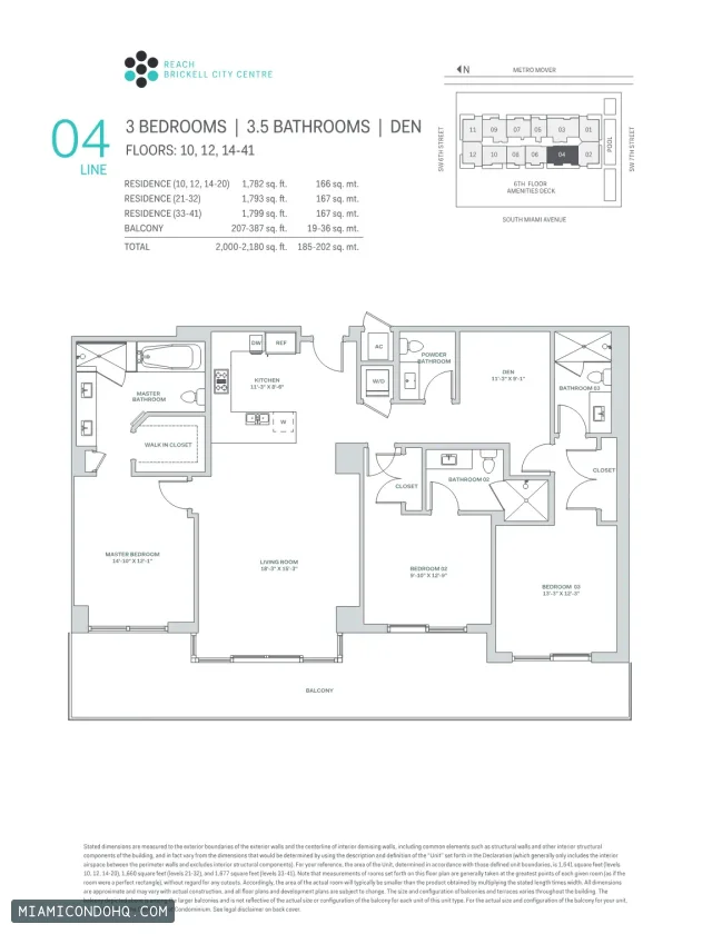 Brickell City Centre – Reach floor plan 3 bedrooms