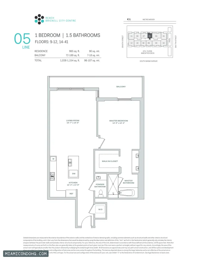 Brickell City Centre – Reach floor plan 1 bedroom