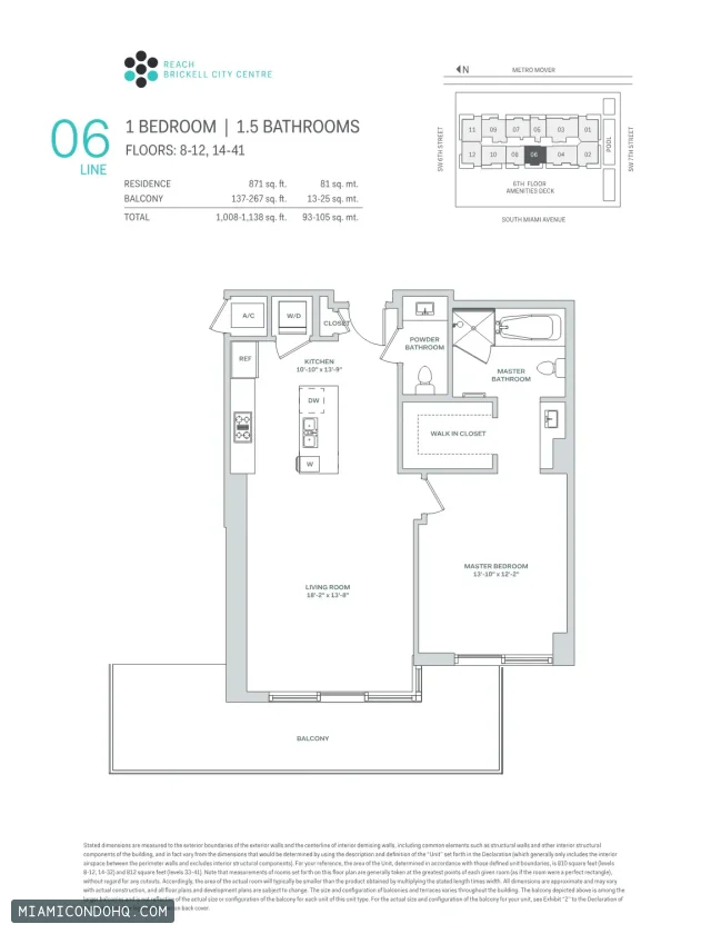 Brickell City Centre – Reach floor plan 1 bedroom