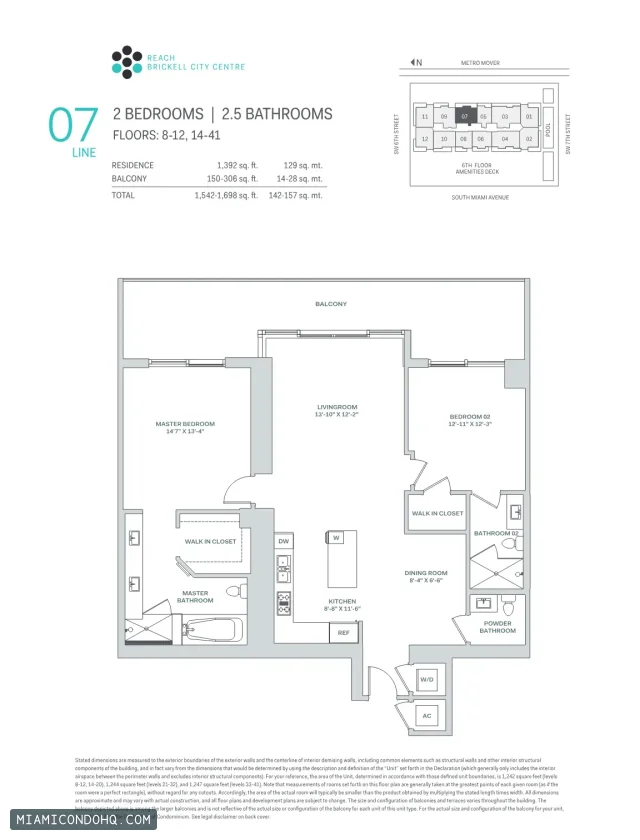 Brickell City Centre – Reach floor plan 2 bedrooms