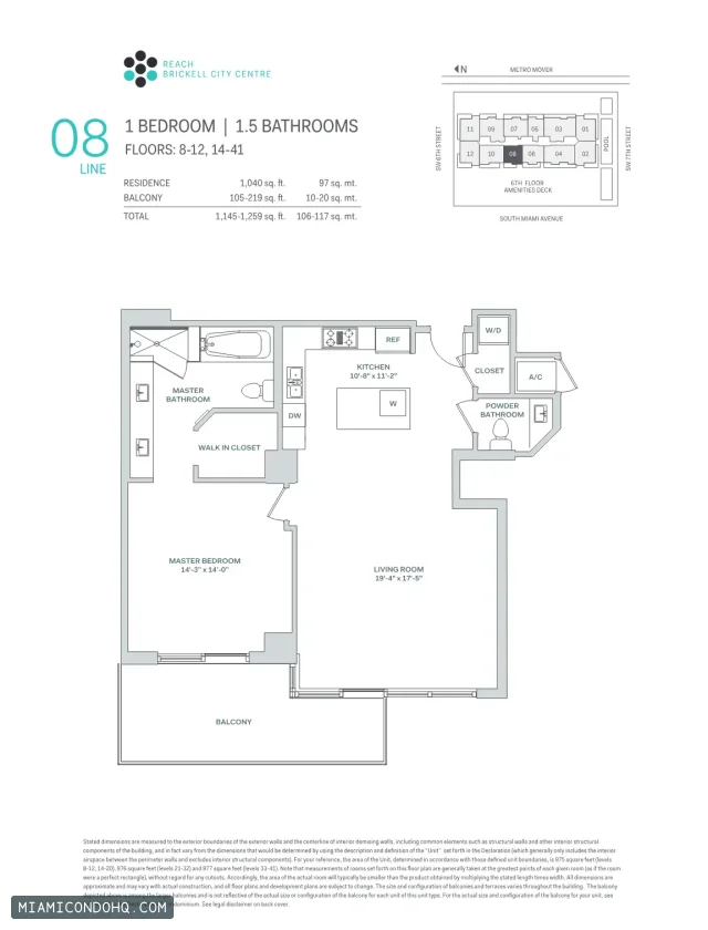 Brickell City Centre – Reach floor plan 1 bedroom