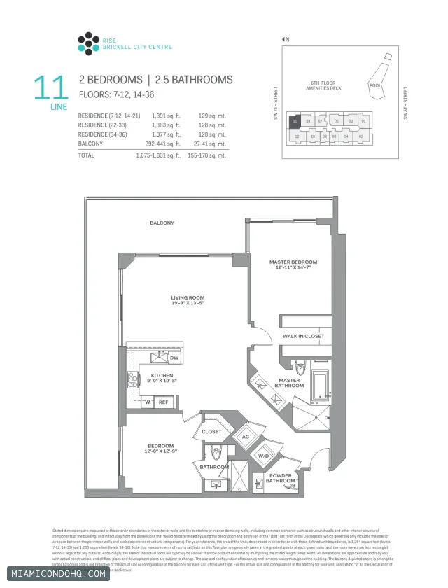 Brickell City Centre – Rise floor plan 2 bedrooms