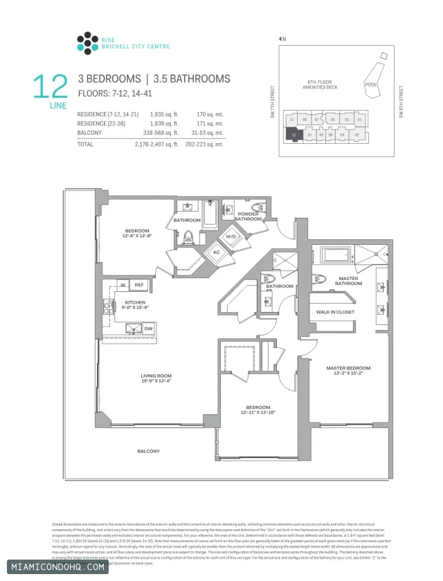 Brickell City Centre – Rise floor plan 3 bedrooms