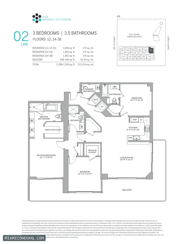 Brickell City Centre – Rise floor plan 3 bedrooms