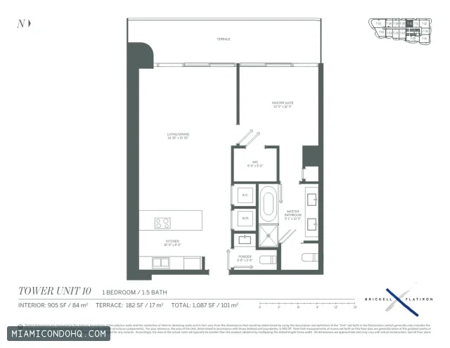 Brickell Flatiron floor plan Unit 10 · 1 bedroom