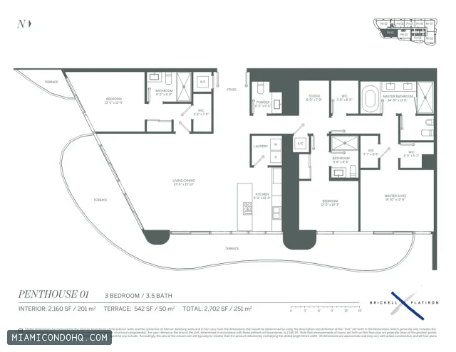 Brickell Flatiron floor plan Penthouse 01