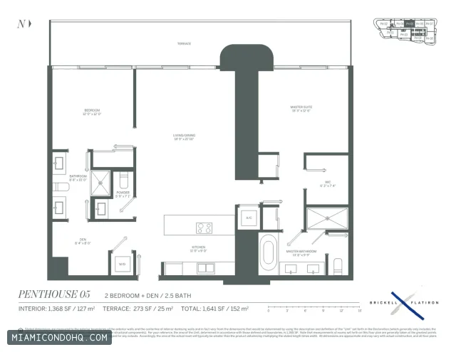 Brickell Flatiron floor plan Penthouse 05 · 2 bedrooms